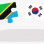 一位女士举着坦桑尼亚国旗，一位男士举着韩国国旗