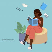 ilustración de una mujer leyendo un libro